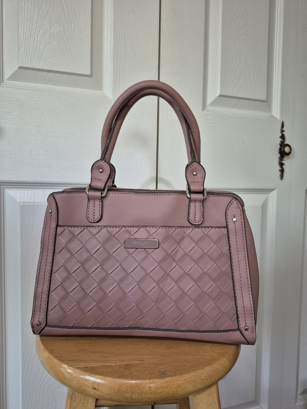 Rosetti mauve intrecciato top handle satchel